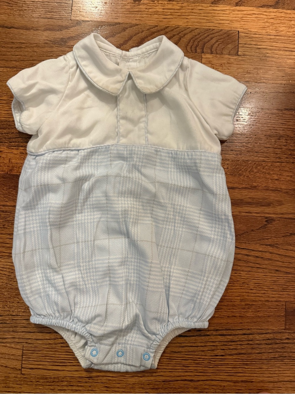 Dondolo Plaid Baby Boys' White and Light Blue Bubble
